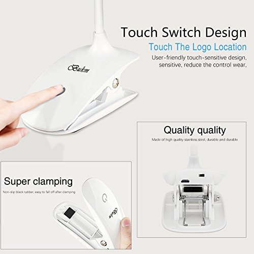 comprare on line Lampada da Lettura, Bukm Luce da Lettura con Clip, Portatile USB Ricaricabile Dimmerabile Luce da Scrivania-Rotazione a 360 ° Flessibile Tubi lampada da scrivania per Lettura, Scrivania, Viaggio prezzo