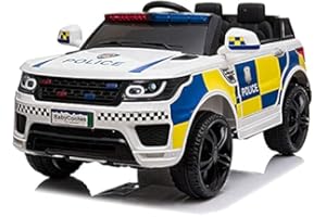 BC BABY COCHES Coches eléctricos para niños de Policia de 12v. Coche de batería para niños con Mando Control Remoto. Vehículo con iluminación y Sirena de policia. (Blanco)