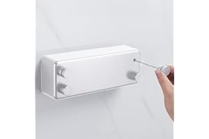 I3C Ausziehbare Wäscheleine, 4,2 m, Duo-Spule, Wandmontage, Wäscheleine, Edelstahl, ausziehbare Wäscheleine für Innenbereich, Badezimmer, Balkon (weiß)’