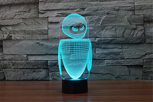 Preisvergleich Produktbild LOTOS® Abstractive 3D optische Täuschung netter Roboter Bunte Lichteffekt Touch Schalter Stromversorgung über USB LED Dekoration Nachtlicht Schreibtischlampe