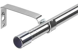 Harrms Bastone per tende con occhielli, asta per tenda in voile da 16 mm, colore argento, 76-117 cm, asta per tenda da finestra, estensibile, in acciaio inossidabile, con staffe regolabili, per camera