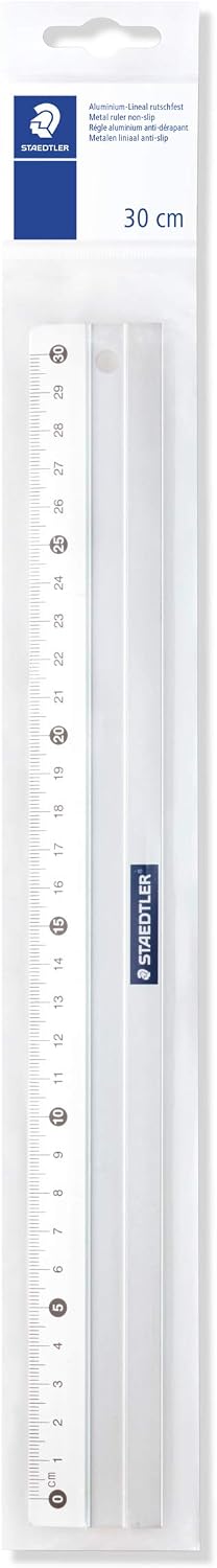 STAEDTLER Mars 563 Aluminium Ruler – 30 cm, Non-Slip | Shatterproof metal ruler with non-slip surface – for school & office – Art.-Nr. 563 30