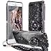 Produktbild OCYCLONE iPhone 7 Plus Hülle, Schwarz [Gehärtetes Glas Rückseite Cover] mit Süße Glitzer Bling Diamant Handy-Ring Ständer Schützhülle für Frauen Mädchen Apple iPhone 8 Plus, 7 Plus Hülle - 5,5 Zoll