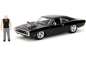 Jada Toys Fast & Furious Coche Dodge Charger 1970, Escala 1:24, 19 cm, con Figura de Dominic Toretto 8 cm, Modelo metálico con Partes abatibles, Juguete Coleccionable,+8 años (9335907314R00)