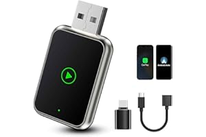 WEHOOM Adaptateur CarPlay sans Fil & Android Auto sans Fil, 2 en 1 Wireless Carplay Adapter avec USB C/A, Plug and Play, Supporte Bluetooth/WiFi/Google Assistant/Siri, for iPhone iOS 10+, 5.0GHz WiFi