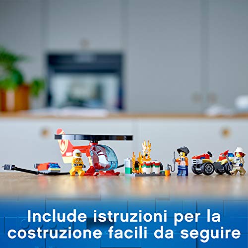 LEGO 60248 City Fire Elicottero dei pompieri 6 lego LEGO-City-Fire-Elicottero-dei-Pompieri-Set-di-Costruzioni-con-Minifigure-Operaio-Pompiere-Freya-Mccloud-con-Accessori-per-Bambini-5-Anni-60248