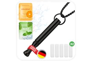 J.Fée 2.0 MAX Anxiety Breathing Necklace with Resistance Filter Mint Orange,Mindful Necklaces Portable Breathe Free Necklace Stainless Steel Whistle Necklaces Breathlace, Gifts for Women,Men,Black