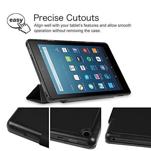 Fintie Hülle für Fire HD 8 2016 – Ultra Slim Lightweight Schutzhülle Smart Cover mit Standfunktion und Auto Schlaf / Wach Funktion für Fire HD 8 Tablet (6. Generation – 2016), Schwarz - 7
