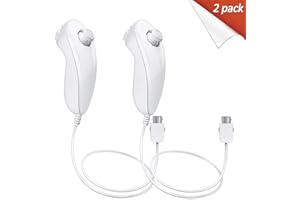 SMALIFE WERSVG 2 Pack White Nunchuck Controller for Nintendo Wii Video Game,Replacement Nunchuck Remote, Gamepad Controller