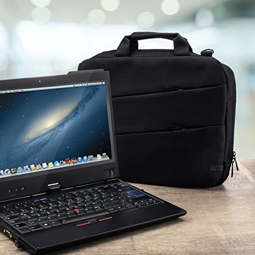 deleyCON Notebooktasche für Notebook / Laptop bis 13,3″ (33,7cm) – Tasche/Hülle aus robustem Polyester mit Zubehörfächern und verstärkten Polsterwänden – schwarz - 6