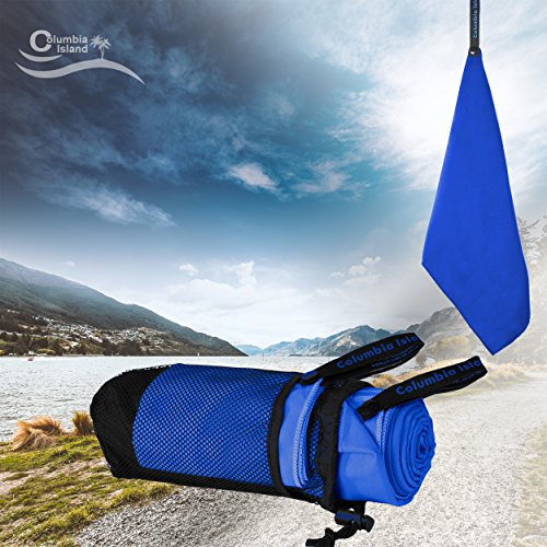 2er Set Reisehandtuch dark blue Mikrofaser Handtuch 70×140 cm + 30x50cm Sport-Handtuch saugfähig Badehandtuch (Dark Blue) - 9