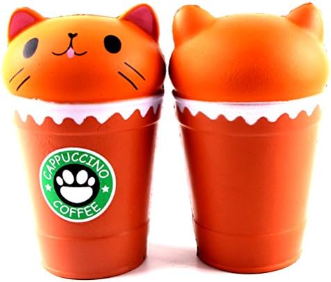 ATEENY Stress Reliever Toys, Squishy 13Cm Cappuccino Coffee Cup Cat Scented Squishy Slow Rising Squeeze Toy Decompression Squeeze Stress Toy