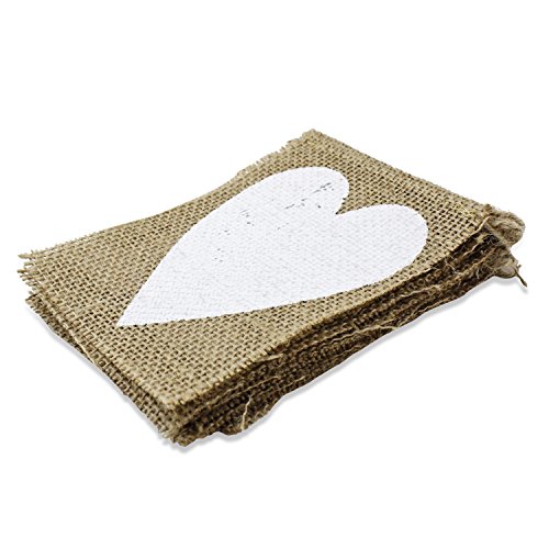 PsmGoods® Vintage-Just Married Jute Leinwand Flaggen-Fahnen hessische Flagge für Hochzeit Dekoration-weiße Spitze - 5