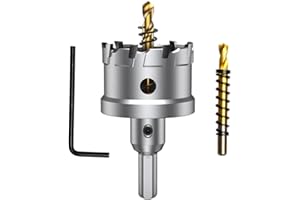 ASNOMY 48mm Scie à Cloche en carbure de tungstène, TCT Foret de scie trépan avec 2 forets pilote plaqués titane pour acier inoxydable, feuille, métal