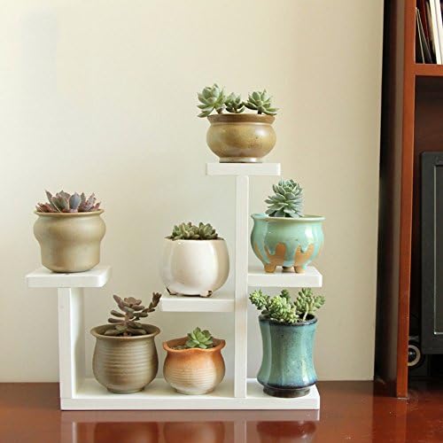 Small flower racks wooden flower racks indoor and outdoor balcony floating window mini plant flower pot shelf ( Color : White )