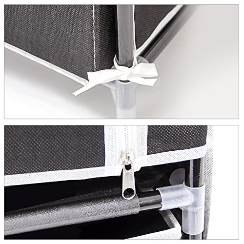 Relaxdays Faltschrank VALENTIN L HxBxT: 162 x 88 x 48 cm Stoffschrank mit 3 Schubladen und 2 Ablagen Textilschrank zum staubsicheren Aufbewahren Kleiderschrank aus Vlies-Gewebe zum Falten, anthrazit - 7