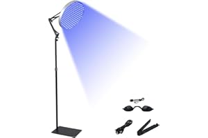 GDWD Bräunungslampe Solarium für Zuhause, 50W 250 LEDs 460 NM Bräunungslicht für Gesicht und Körper, Runden Gesichtsbräuner Sonnenlampe Tageslicht mit Einstellbarer & Faltbares Ständer (Silber)