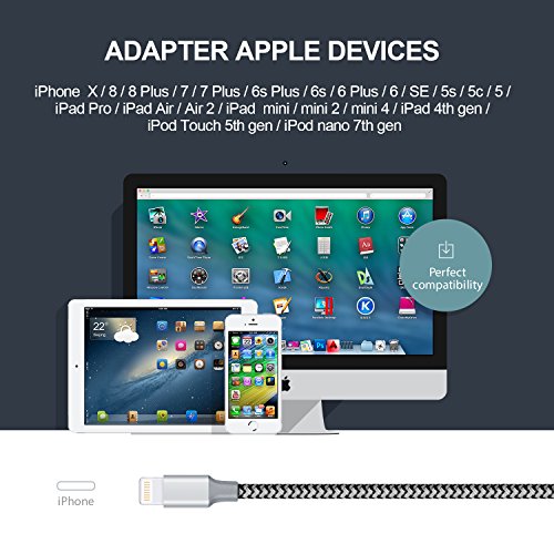 iPhone Charger GlobaLink iPhone Cable 2 Pack 2M [Reflective Cable] Lifetime Warranty Apple Charger Apple Lightning Cable for iPhone 6S Plus 6 Plus 7 Plus 5 5S 5C SE, iPad Pro Air, iPad Mini 2 3 4, iPod - Black