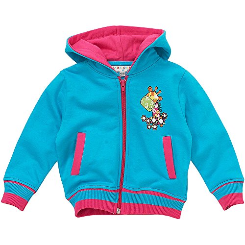 Animal Crazy Girls Cute Giraffe Long Sleeved Zip Through Hoody - Aqua - 12/18 Months