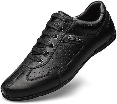 Ddstar Men's Pointed Toe Derby Shoes Fashion Lace-up Business Smart Faux Leather Shoes Round Toe Smart Formal Office Black Brogues Shoes black 7 UK
