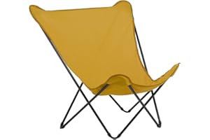 Delamaison Pop Up Fauteuil Lafuma Dossier Haut Pliant Airlon Jaune, Taille XL