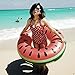 Produktbild Schwimmen Luftpolster Bett, Rainbow aufblasbare Wassermelone ring, Wasser schwebendes Bett, schwebenden nach Double-float Matte, Rot 120 cm Wassermelone Ring Handpumpe HNAA