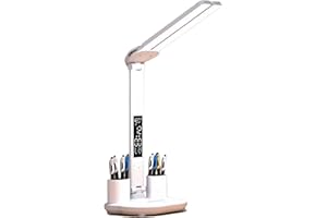 CBEI Schreibtischlampe LED Dimmbare Schreibtischlampe mit 3 Farbtemperaturen Multifunktions-LCD-Display Nachttischlampe Kein Flimmern Augenschutz Leselicht Geeignet für Büro, Schlafzimmer und Kinderzimmer
