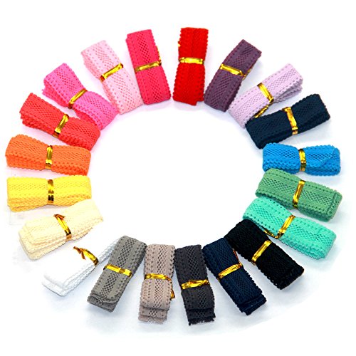 Ewparts 20 Yards * 15mm die Gummilitze Gummibänder Bunte Stretch Elastische Schnur Multifunktionsleiste für Mädchen Pferdeschwanzhalter Haar Krawatten Hairbands Nähmaterial