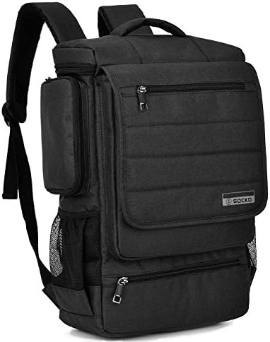 Socko Backpack for computer notebook, Ideal for Travel, Affairs, School and Everyday Use, Both for Women and for men, with Compartment for laptop and PDA 18.4 pollici Black