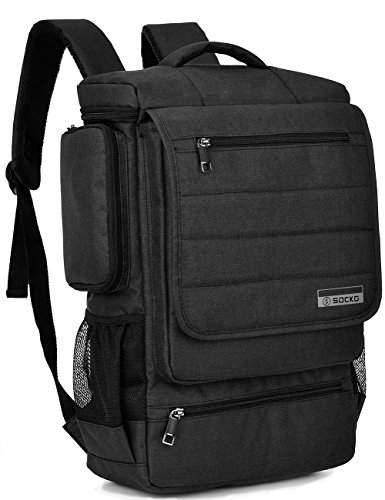 Socko Backpack for computer notebook, Ideal for Travel, Affairs, School and Everyday Use, Both for Women and for men, with Compartment for laptop and PDA 18.4 pollici Black