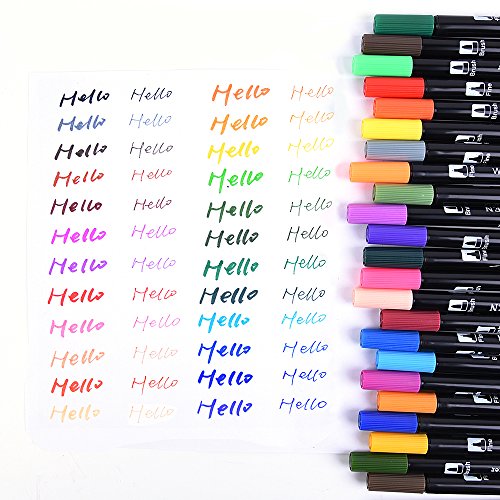 24 Farben Marker Dual Spitze Pinsel Stift mit Fineliner 0,4 mm Kunst Skizze für Schreiben wanshui - 9