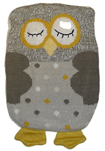 Hot Water Bottle With Knitted Brown & Gold Owl Design Cover By Pippa Simmons Design