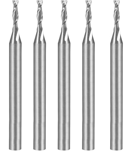 CoCud Spiral Schaftfräser, 1/8 Schaft 1,5 mm x 8 mm Vollhartmetall 2-Schneiden CNC-Fräser Fräswerkzeuge - (Anwendungen: für Sperrholz, Hartholz, Kunststoff), 5 Stück