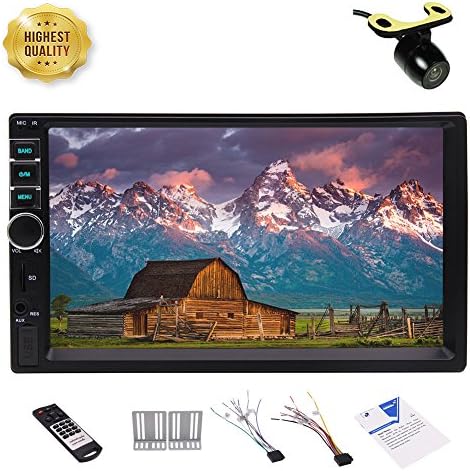 EINCAR 2 Din Car MP5 Video Radio Player in Dash Double Din Car Stereo for Bluetooth 7 inch Capacitive Touch Screen Car Deck Headunit Support Remote Control With Rearview Camera