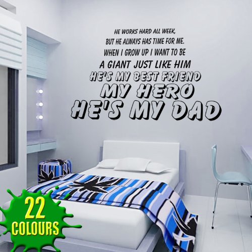 Price comparison product image My Hero He's My Dad - Wall Decal Sticker Quote nursery playroom crib cot (Large)
