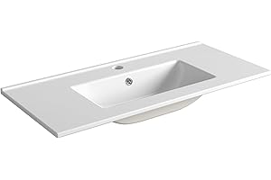 DB DUROVIN BATHROOMS Durovin Bathrooms Luxurious Ceramic Basin - Semi Recessed Bathroom Basin Sink- Bathroom Vessel Sink - One Tap Hole with Overflow (800x365x165mm(WxDxH))