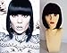 Deluxe Jessie J Black Bob Blunt Fringe Heat Resistant Fashion Wig