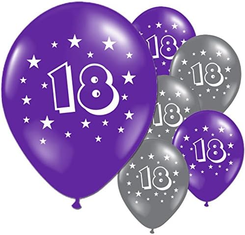 20 Purple And Silver 18th Birthday Party Balloons