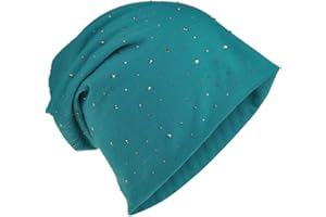 MIOBO Cappello in morbido jersey con pregiata decorazione di strass, moda unisex, tinta unita