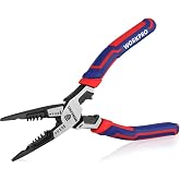 WORKPRO 7 in 1 Long Nose Pliers, Wire Stripper and Cut, Cr-V | 7 in 1 Multi-Function Pliers with Wire Stripper, Cutter and Cr