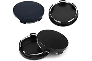 AUEFUDQ 4 Stück Nabendeckel 60mm, Universal Radnabenkappen aus Hochwertiges ABS, Radnabenabdeckung Polierte Oberfläche, Schwarz Felgenkappen Ersetzen Kompatibel mit VW und Audi Alufelgen