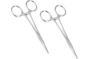 ANRBB 2 Pièces Pince Kocher 12.5cm Inoxydable, Pince Autobloquante pour Piercing et Soins Infirmiers, à Clamper pour Animaux, Bricolage, Couture, Pêche, Pince Multifonction en Acier Argenté