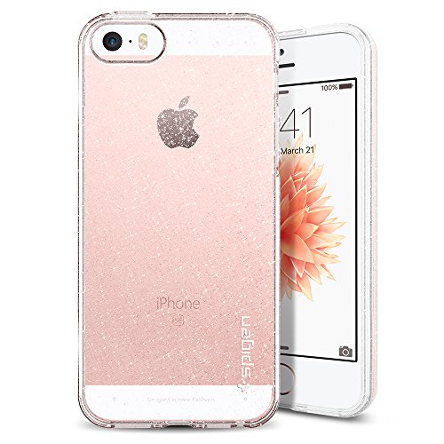iPhone 5 / 5S / SE Case, SpigenÂ® [Liquid Armor] [Glitter Crystal Quartz] SOFT-FLEX **NEW** Silicone Shockproof Protection, Premium Flexible Soft TPU slim thin clear cover for iPhone 5 / 5S / SE - (041CS21959)