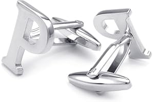 HONEY BEAR Gemelos Camisa de hombre de metal, Acero inoxidable,Nombre Carta Letra Iniciales A-Z,plata