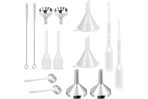 YAYNO 14 Pièces Petit Entonnoir en Aluminium Compte-gouttes en Plastique Distributeur en Plastique pour le Remplissage de Bouteilles d'Huile Essentielle, de Poudre Pailletée,d'Artisanat et de Sable