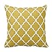 Classic Quatrefoil Pattern Mustard and White Throw Pillowcase Cotton Pillow Cover Twin Sides 18 x 18