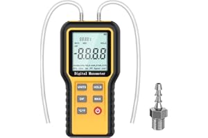 Differenzdruckmessgerät Kethvoz Gasdruckmessgerät HVAC Gas Manometer mit Zwei Anschlüsse zur Messung des Luftstrom-Gasdifferenzdrucks ±2,999 psi /±20,68 kPa, 12 wählbare Einheiten & Datenspeicher
