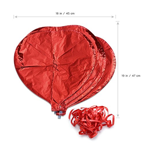 tankerstreet Folie Ballons, rot Form Luftballons Herz mit Seilen, Ballons Helium für Vorschläge Valentinstag Hochzeit Verlobungsring Frauen Mädchen Baby Dusche Geburtstag Dekoration 100 Stück - 5