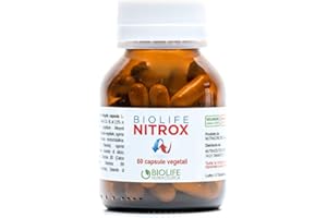 BIOLIFE NUTRACEUTICA Biolife Nitrox | Integratore Maca Nera, Vitamina B3 B5 e B6, Zinco, Selenio e L-Arginina | Performance e resistenza muscolare | 60cps da 550mg | VeganOK