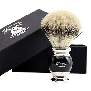 Haryali London Modern Black Silver Tip Badger Hair Shaving Brush Top Quality+ Free Brush Holder 1 Count (Pack of 1) - Image 3